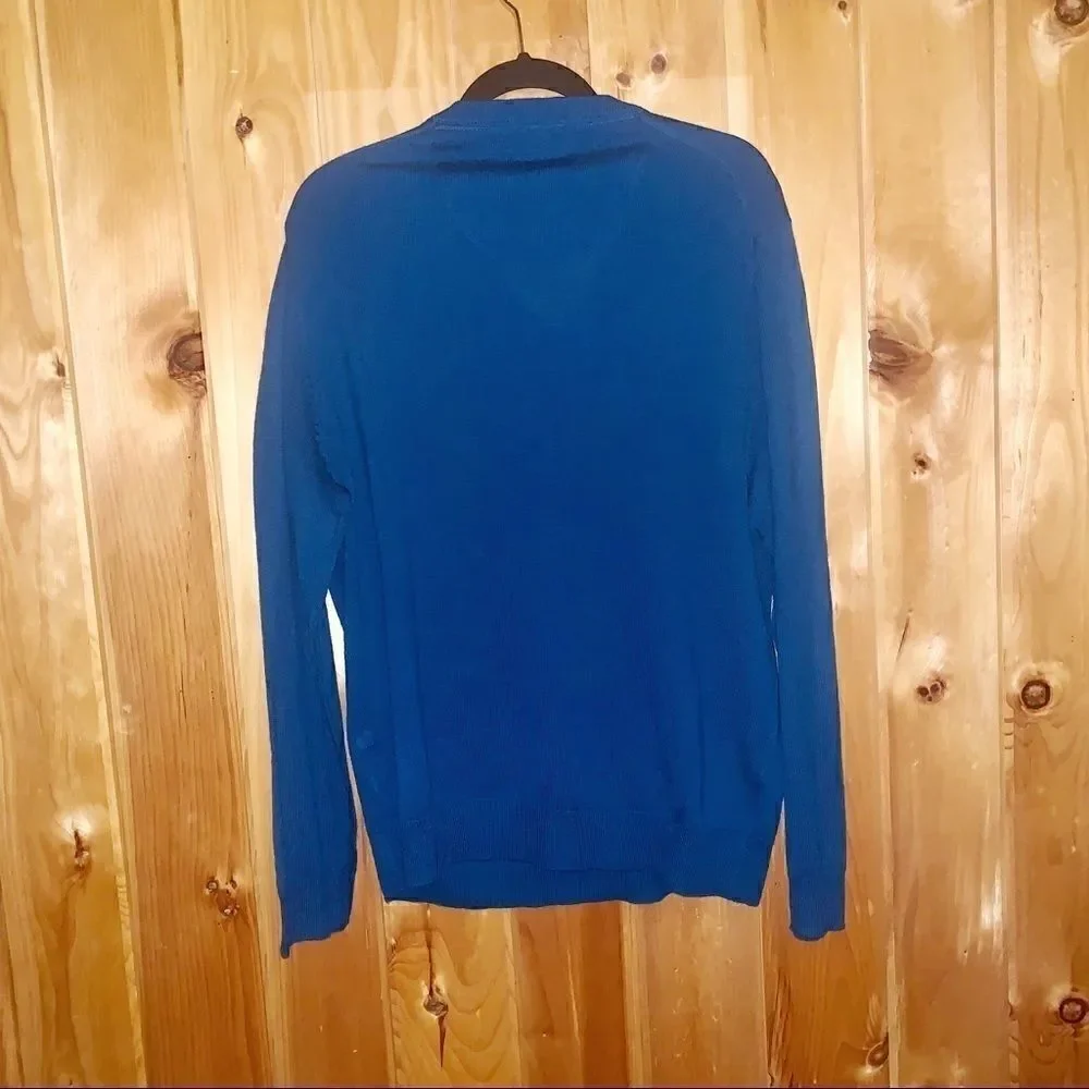 Club room teal V-neck wool blend sweater size L